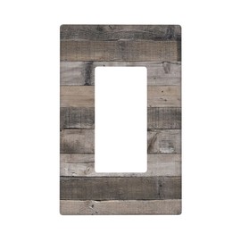Gray Rustic Wood Light Switch Cover Single Rocker/Decorator Switch Plate 1 Gang Farmhouse Decorative Outlet Covers Wall Plate, 4.50 x 2.76 Inch