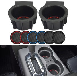 AOTEMILK TPE Console Cup Holder Inserts Replacement for Ford F150 2004-2008 with Flow Through Console Drink Bottle Hold for 2003-2006 Ford Expedition & Lincoln Navigator