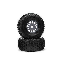 ARRMA 1/8 dBoots Fortress Front/Rear 2.4/3.3 Pre-Mounted Tires, 17mm Hex, Gunmetal (2), ARA550069