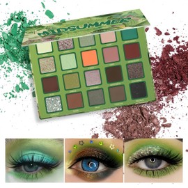 Green Eyeshadow Palette - 20 Colors Matte & Glitter Eyeshadows, Lime & Olive Green Shades, Highly Pigmented Makeup Palette, Emerald and Olive Tones for Smokey, Bold, and Artistic Eye Looks