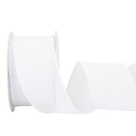 Fondersy 10-Yard White Burlap Ribbon Wired Burlap Ribbon - 2 Inch Width for Gift Wrapping, Floral Arrangements, Wreath Making, and Christmas Decor