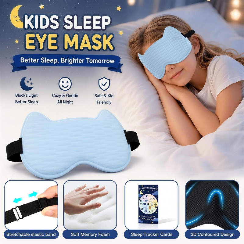 Kids Sleep Mask, 3D Contoured Kids Eye Mask for Sleeping