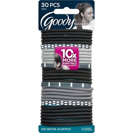 Goody ligas para el cabello - sin metal, Negro/Blanco, 30 piezas