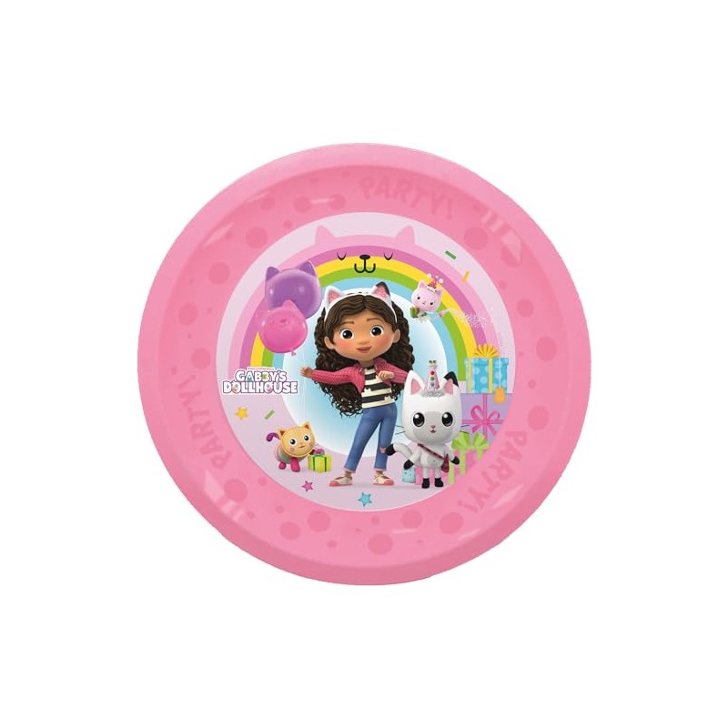 Procos - Gabby's Dollhouse Plastic Plates 4 Pack Reusable Party