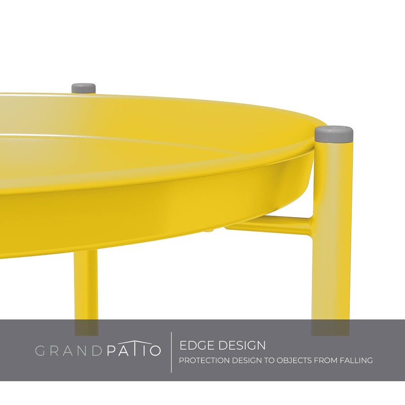 Grand patio 2-Tier End Table, Round Metal Side Table with