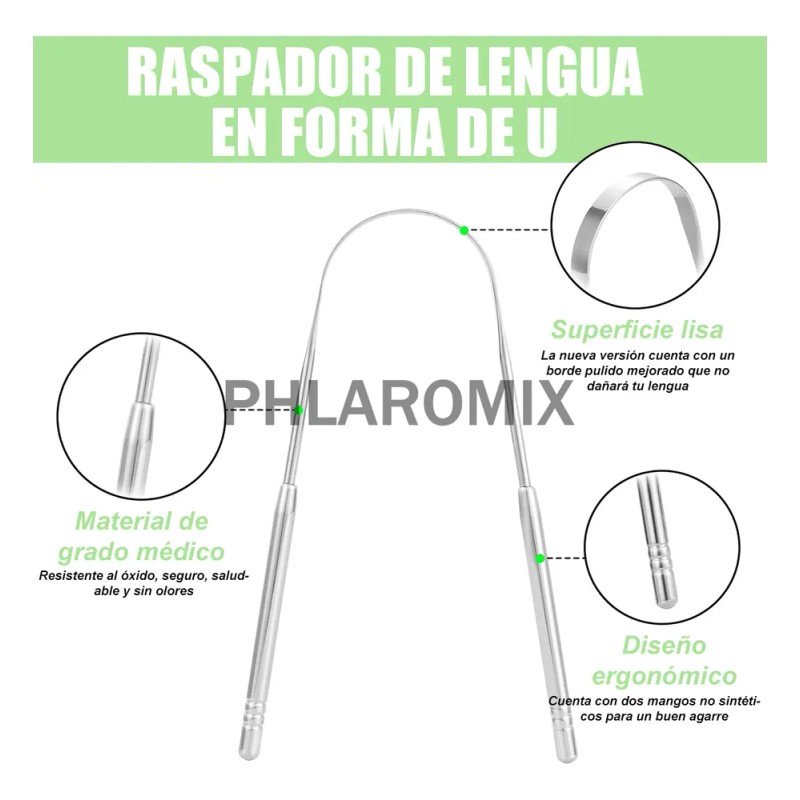 2pz Cepillo Limpiador Lengua Acero Inoxidable Oral Raspador