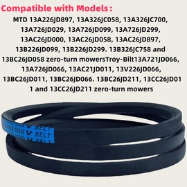 754-05001/954-05001 Lawn Mower Drive Belt 1/2" x 43.5" - Compatible with MTD, Cub Cadet, Troy-Bilt, CC30, CC30H, TB30, TB30R (Replaces 754-05001/954-05001)