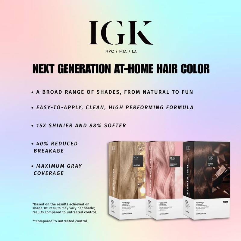 IGK Permanent Hair Dye Color Kit | 7G Almost Blonde