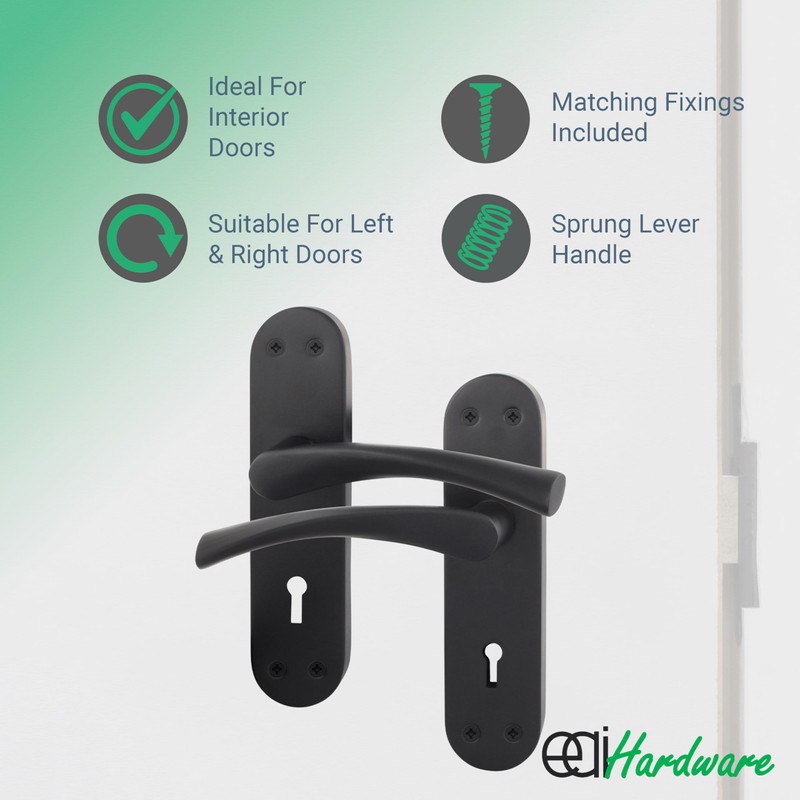 EAI Black Door Handle Key Lock Set - 1 Pair
