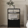 Leomonio Black Side Table, Slim Side Table with Magazine Rack,