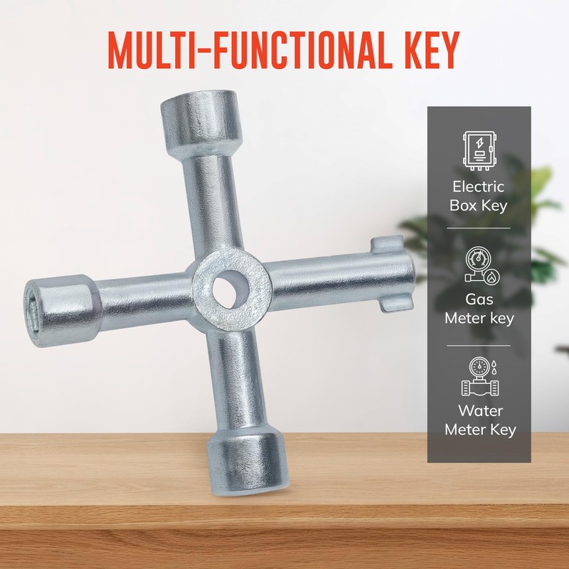 ZAVIA 4 Way Multifunction Utility Key | Silver Meter Box