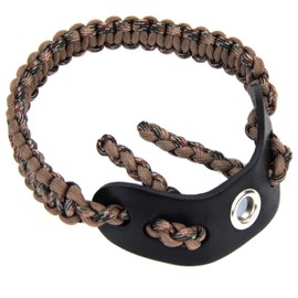 SUNYA Camo Archery Bow Wrist Sling - Lightweight 550 Paracord Strap- Genuine Leather Yoke and Brass Grommet - Fit Recurve & Compound Bow Stabilizers (Waterfowl Camo 22)