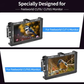 Nitze Cage for Feelworld CUT6 / CUT6S with Built-in Cold Shoe and NATO Clamp, Monitor Cage Aluminum Alloy with Multiple 1/4"-20 Locating Holes - JT-F04A