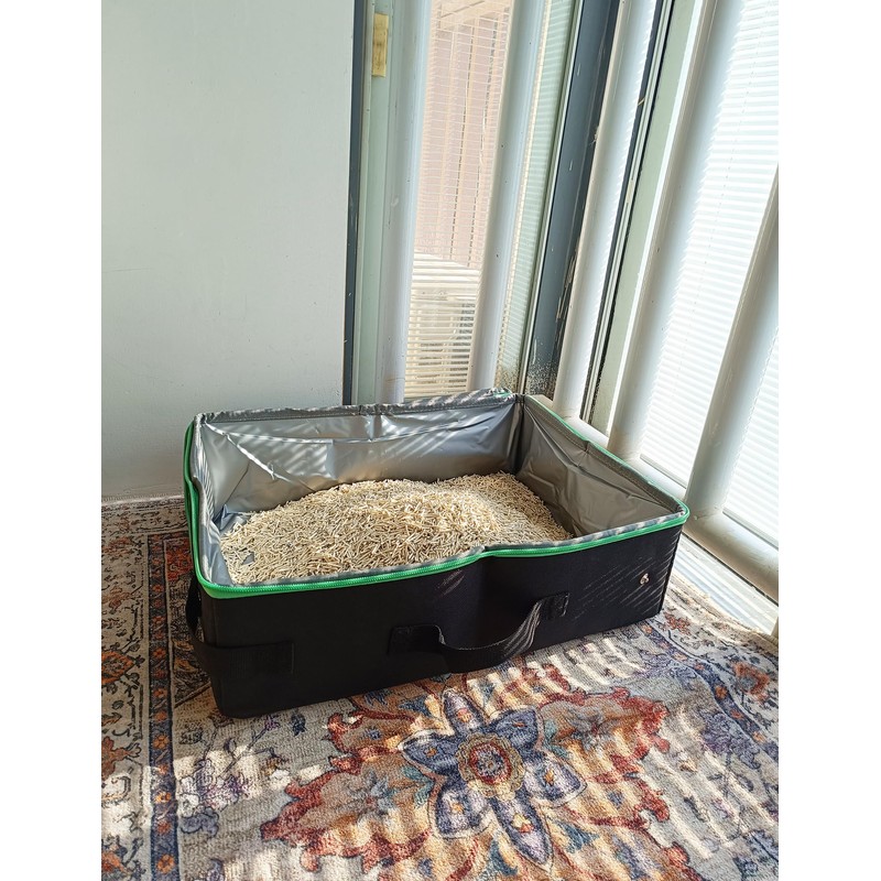 pangdi Travel Litter Box for Cats, Portable Collapsible with Lid,