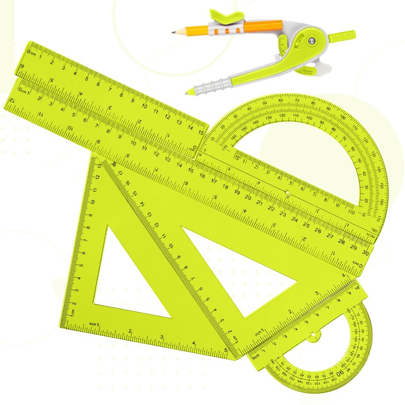 Zonon 1 Set Plastic Geometry Math Set 7 Pcs Includes