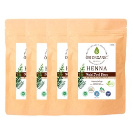 OSI ORGANIC Halal Henna ハラールヘナ HALAL HENNA with Instructions Organic Dark Brown 100 Grams (x 4) - OZS Natural Henna