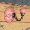 Hand Painted Pink Ceramic Coat and Wall Hook Decorative Towel