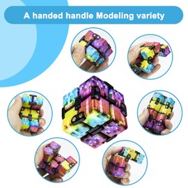 Infinitycube Fidget Toy Stress Relieving Fidgeting Game for Kids and Adults,Cute Pocket-Sized Unique Gadget for Anxiety Relief and Kill Time (Mini Colorful Plaid)