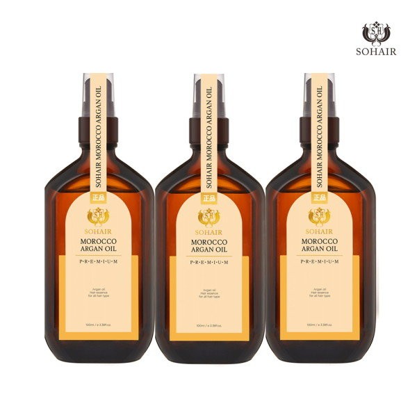 Sohair Moroccan Argan Oil Premium Hair Essence 100ml 3 bottles