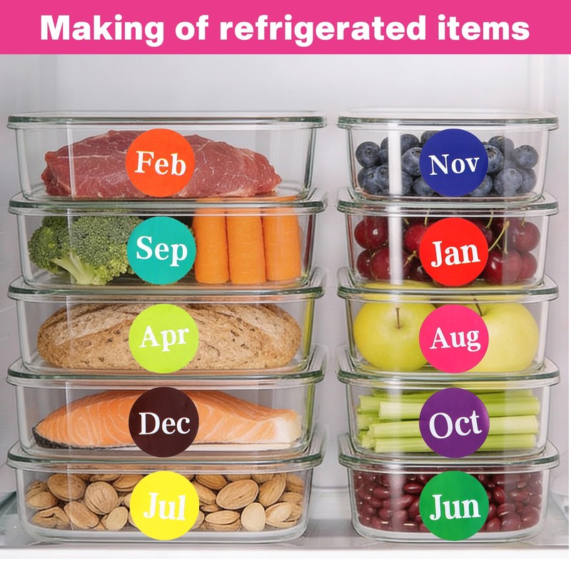 12000 Pcs Labels Round Month Stickers, 24 Rolls 1 Inch