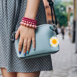 KESYOO 10Pcs Egg Keychain Fried Egg Keychain Food Keychain Poached Egg Shaped Pendants Simulated Key Holder