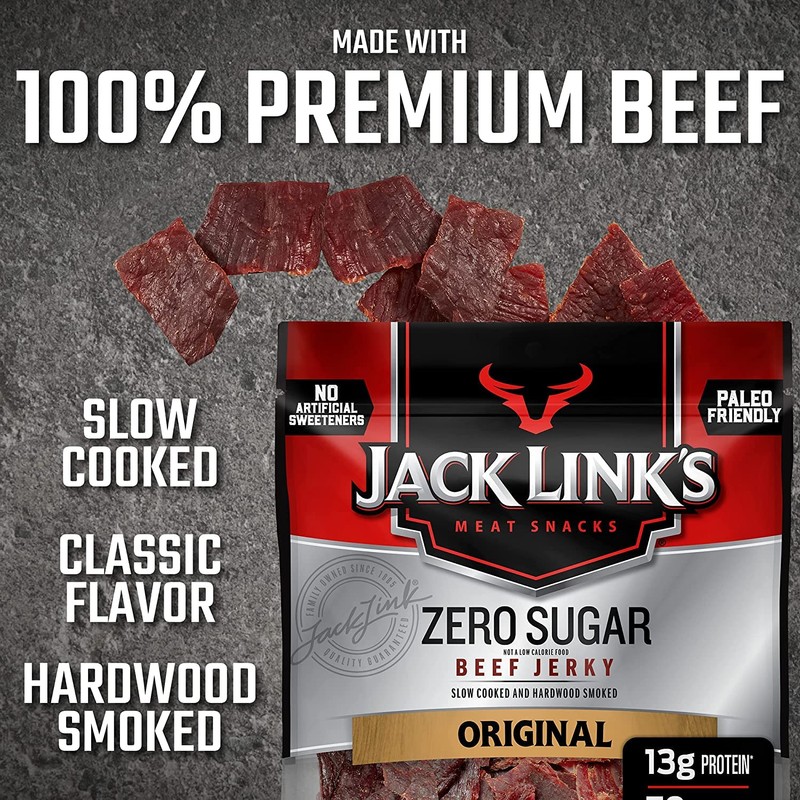 Jack Link's Beef Jerky, Original, Zero Sugar - Flavorful Meat