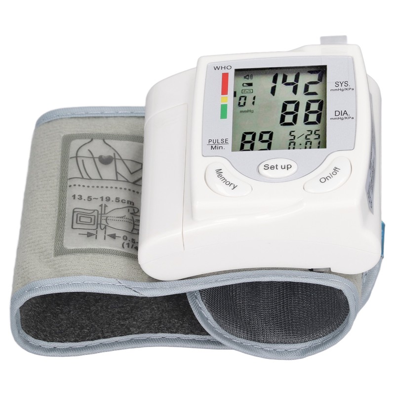 Wrist Blood Pressure Monitor Adjustable Cuff Large LCD Display Digital