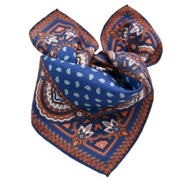 Prettystern Unisex Hand-Rolled Silk Neckerchief Silk Neckerchief for Men and Women, 16 Brown Blue