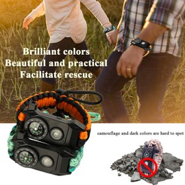 Duufiell Survival Paracord Bracelet, multi - func, adjustable.With SOS LED, ignition, compass, whistle.Extreme survival,wilderness adventure,Mountaineering-Set of 2,DIY bracelet