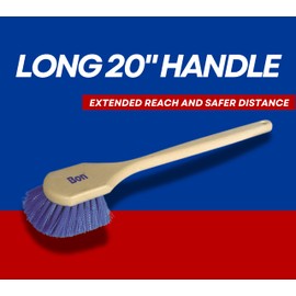 Bon Acid Proof Gong Brush Extra Stiff Plastic Bristles with 20 in. Durable Plastic Handle Heavy Duty Scrub Brush for Concrete Masonry and Surface Prep with 4 1/2 in. Wide Head and 1 1/2 in. Trim