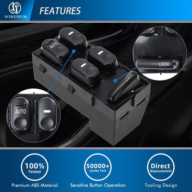 Sorghum Power Window Switch Driver Side - Master Window Switch