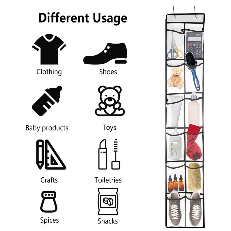 Extra Large Hanging Shoe Storage Organizer, 12 Grey Mesh Pockets