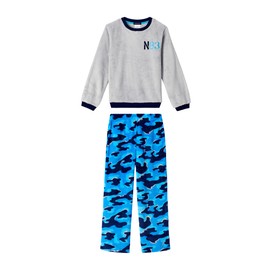 Nautica Boys Pajama Pants and Fleece Sleep Shirt Sets 2 Piece Velvet Fleece Sweatshirt and Pajamas Pant Set for Boys Sleep Camo-grey