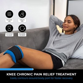 Tanness Reusable Gel Ice Pack for Sports Injury | Hot and Cold Compress Wrap with Adjustable Fleece Pouch | Flexible First Aid Pad for Knee, Ankle, Back Pain Relief Faster Recovery (Single)