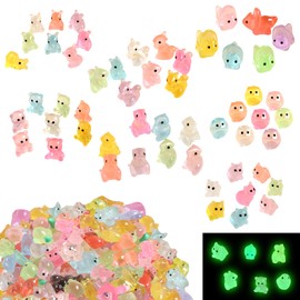 Mini Resin Animals Variety Pack 200 Pcs Luminous Tiny Animals Bulk Glow in The Dark Fairy Garden Miniatures with Tiny Ducks to Hide Around The Home