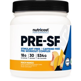 Nutricost Stim-Free Pre-Workout, 30 Servings (Peach Mango) - Caffeine Free, Stimulant Free, Non-GMO, Gluten Free