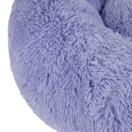 Best Pet Supplies Round Calming Dog Bed with Plush Faux Fur Fabric, Anti-Anxiety Cushion for Indoor Pets, Slip-Resistant Base, Soft Ergonomic Support - Lavender, 24x24x7''