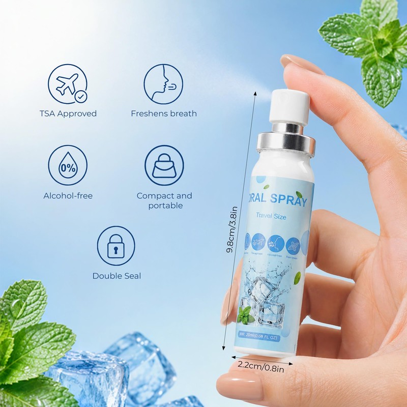 , Fresh Breath Spray, 20ml/0.68 oz Mouth Spray Mint (4-Pack)