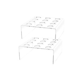 Marketing Holders 2 Pack Mini Ice Cream Waffle Cone Holder 12 Slot Retail Countertop Stand for Ice Cream Socials Events and Parties Clear Acrylic Riser with 1" Holes