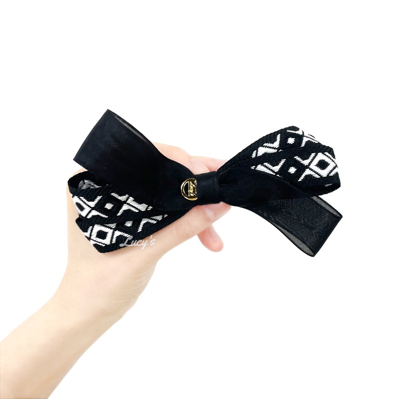 Burnaby black white chiffon pattern hairpin 10cm / 버나비 블랙