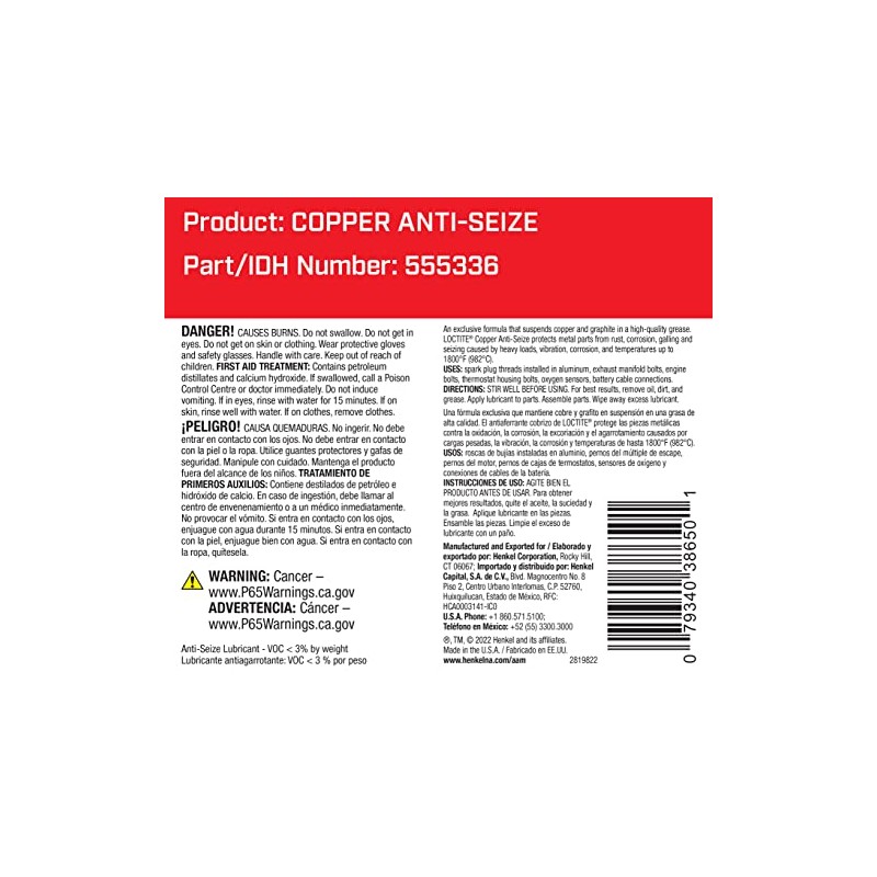 Loctite 38650 Copper Anti-Seize Lubricant Brush Top - 8 oz.