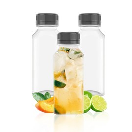 Goiio 3 Pcs 8 Ounce Plastic Juice Bottles, Clear Bulk Beverage Containers, for Smoothies, Juice Milk and Homemade Beverages