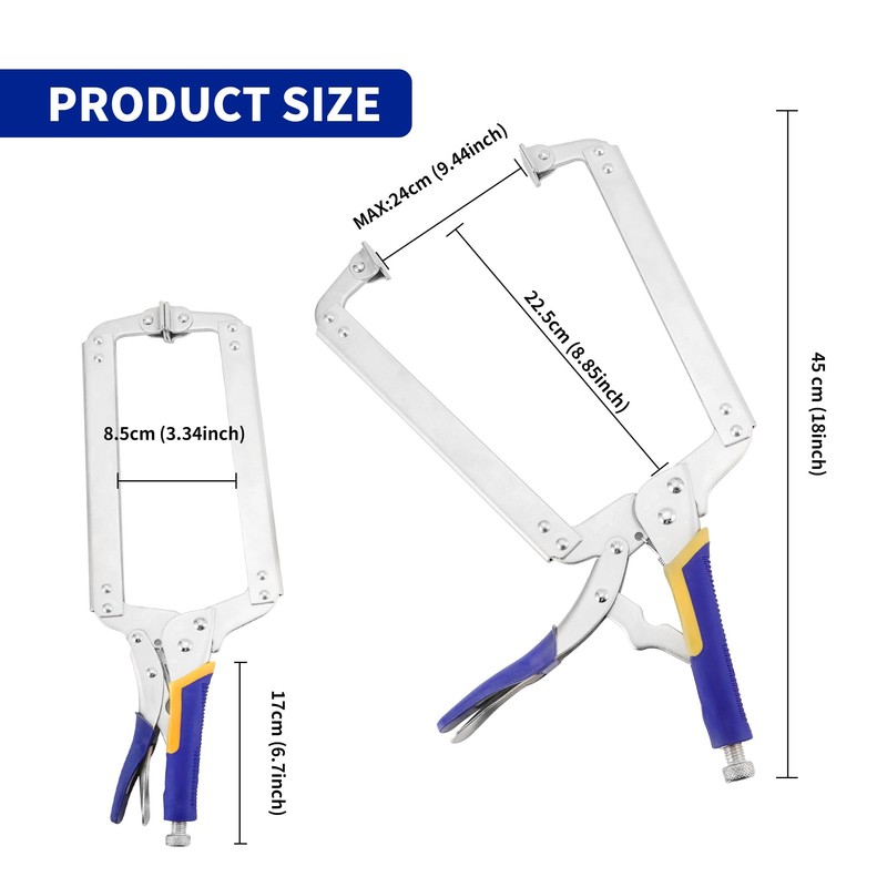 2 Pack Heavy Duty Locking C-Clamp 18 Inch Face Clamp,