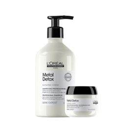 L'Oréal Professionnel Paris Metal Detox Kit | Shampoo Anti-Depósito Metales 500ml + Mascarilla Protectora 75ml | Previene el Quiebre y Protege el Color | Fiel al Tono y Anti-Desvanecimiento
