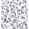 Ludthaw 100Pcs Number Beads,White Acrylic Number Beads 7x4mm Plastic Round
