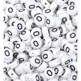 Ludthaw 100Pcs Number Beads,White Acrylic Number Beads 7x4mm Plastic Round Number 0 Beads for Jewelry Making Bracelets Necklaces Making