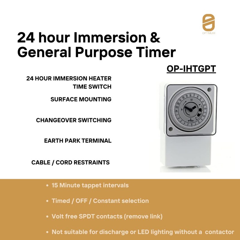 Optimum 24 Hour Immersion/General Purpose Time Switch, White, One Size