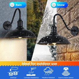 Naurham 15 Inch Dusk to Dawn Exterior Farmhouse Lighting Barn Light Fixture for House with Anti-ponding Bottom, Outdoor Barn Light Gooseneck Lighting for Garage Patio Porch (15" Diameter, 1 PC)