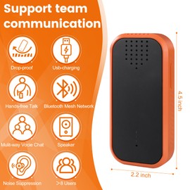 POBOVi Mesh Communicator Walkie Talkie, Group to Communicate Hands-Free While Hiking, Biking or Camping, 2000FT, One-Click Match, Expandable Range Network, Personal Speaker