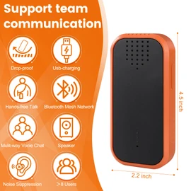 POBOVi Mesh Communicator Walkie Talkie, Group to Communicate Hands-Free While Hiking, Biking or Camping, 2000FT, One-Click Match, Expandable Range Network, Personal Speaker
